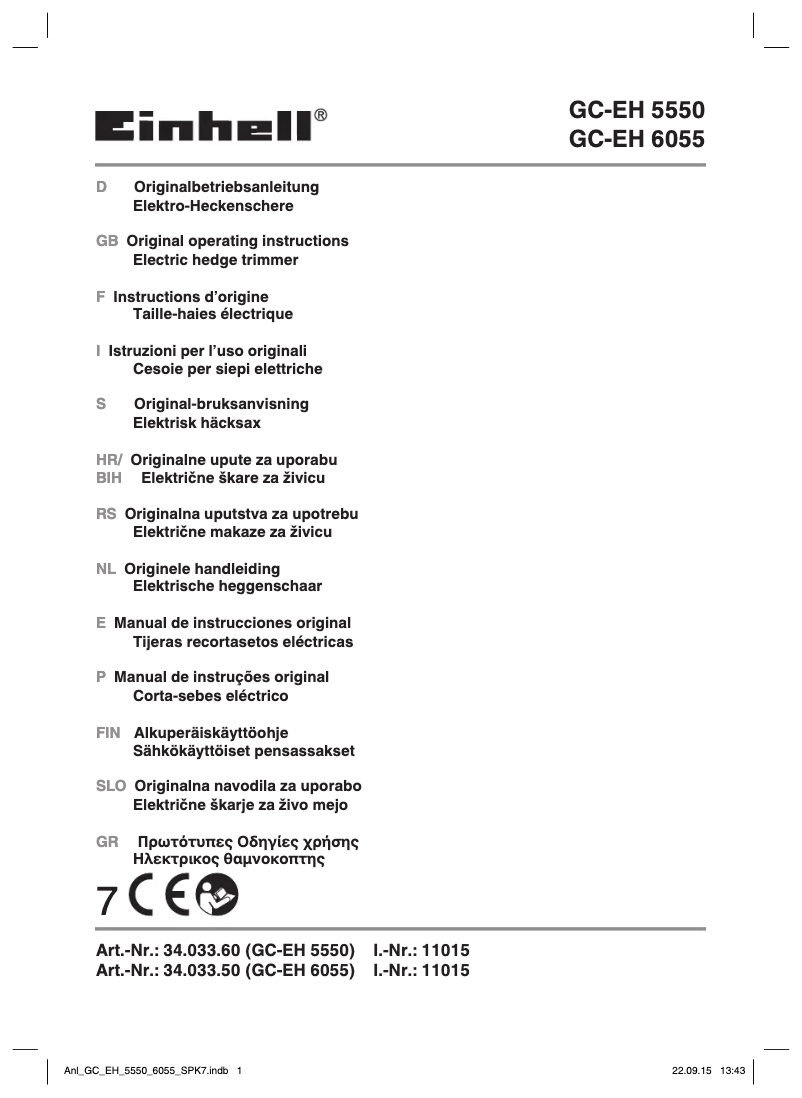 Page 1 de la notice Mode d'emploi Einhell GC-EH 6055