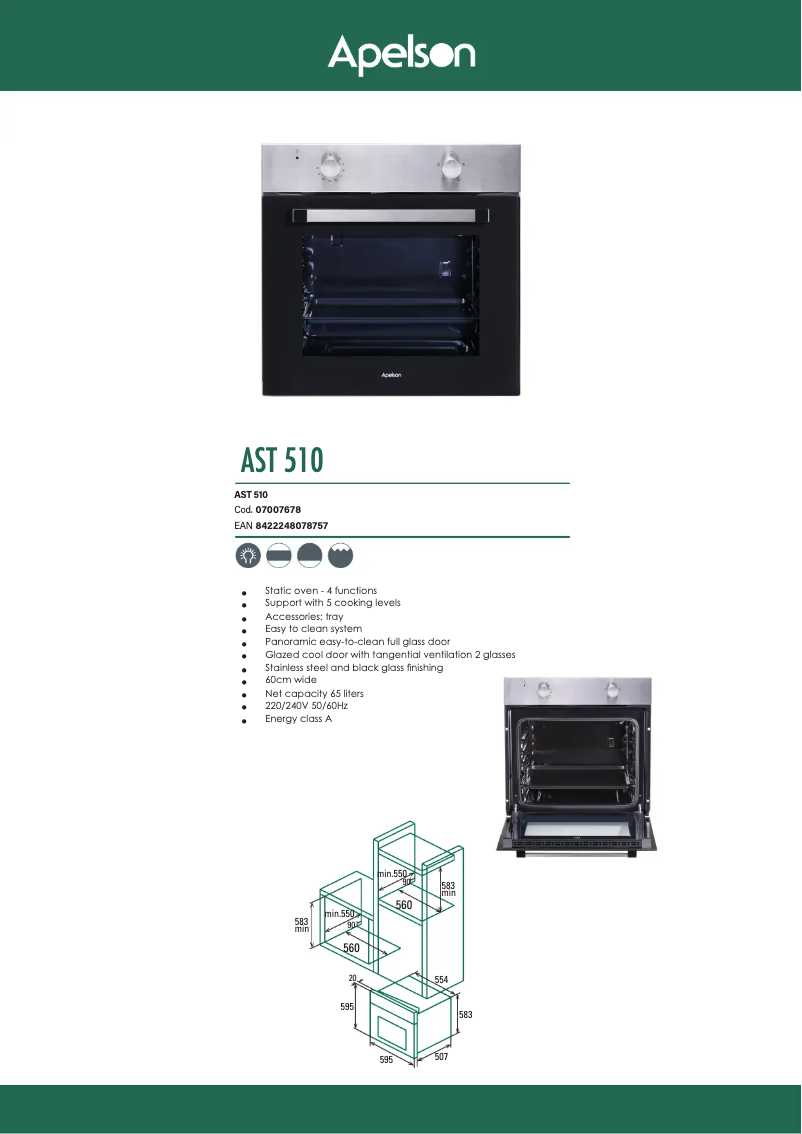 Page 1 de la notice Manuel utilisateur Apelson AST 510