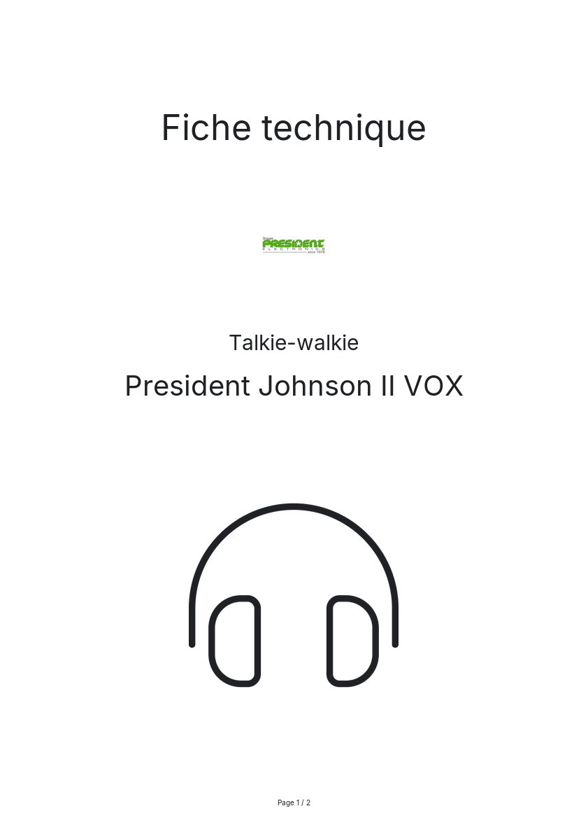 Page n°1 - Fiche technique President Johnson II VOX