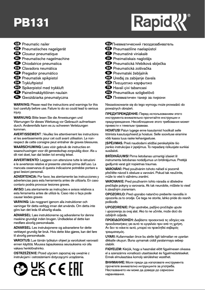 Image de la première page du manuel de l'appareil PRO PB131