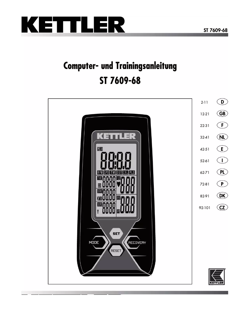 Page n°1 - Manuel utilisateur Kettler Racer 1