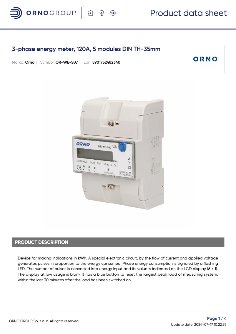 First page image of the manual for OR-WE-507