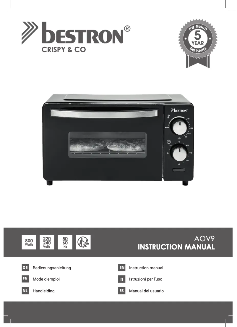 Page 1 de la notice Manuel utilisateur Bestron AOV9