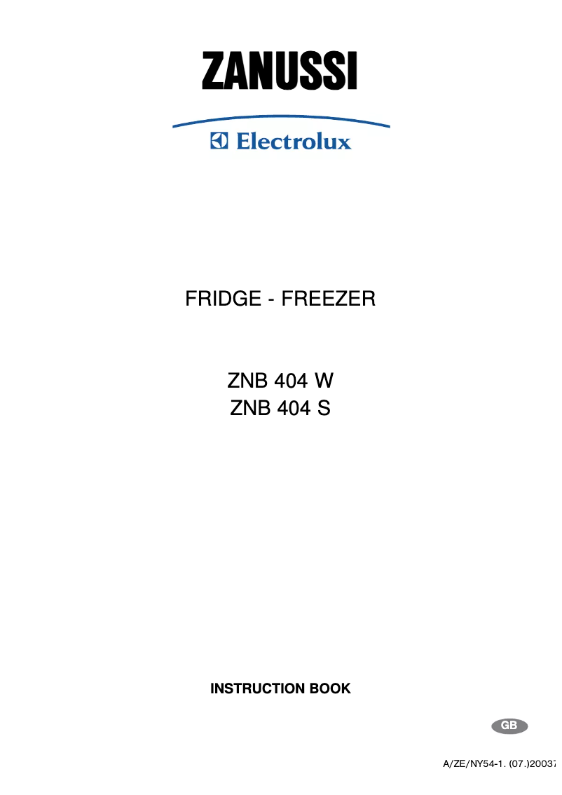 Page 1 de la notice Manuel utilisateur Zanussi-Electrolux ZNB404S