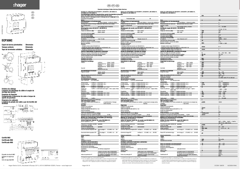Page 1 de la notice Manuel utilisateur Hager ECP300C