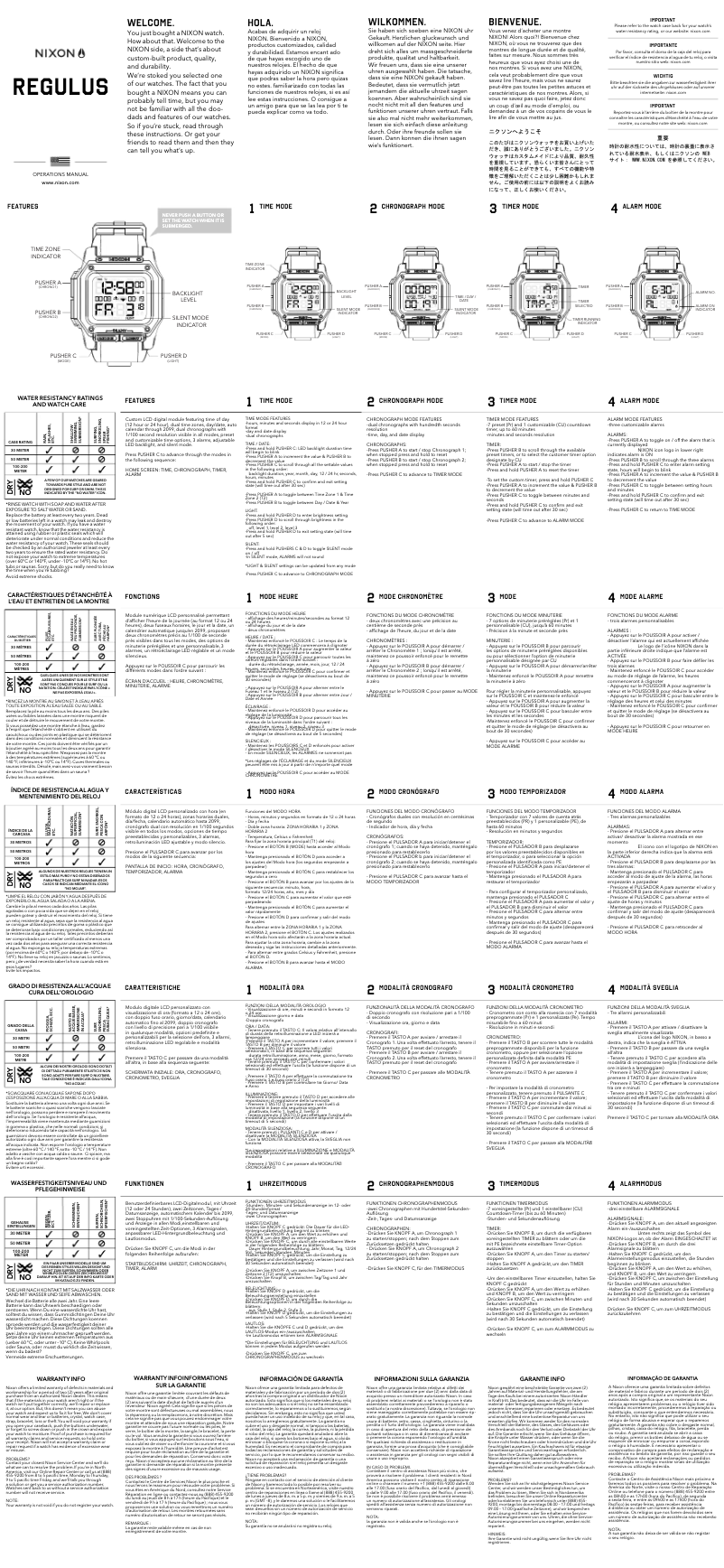 Page 1 de la notice Manuel utilisateur Nixon Guerilla Tactics A1180-001-00