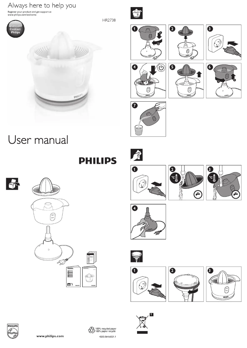 Page n°1 - Manuel utilisateur Philips Daily Collection HR2738