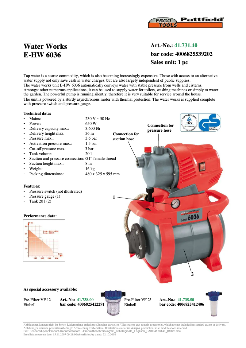 Image de la première page du manuel de l'appareil E-HW 6036