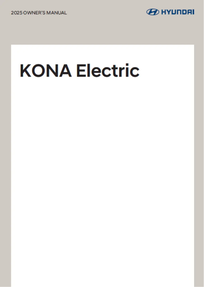 Page 1 de la notice Manuel utilisateur Hyundai KONA Electric (2025)