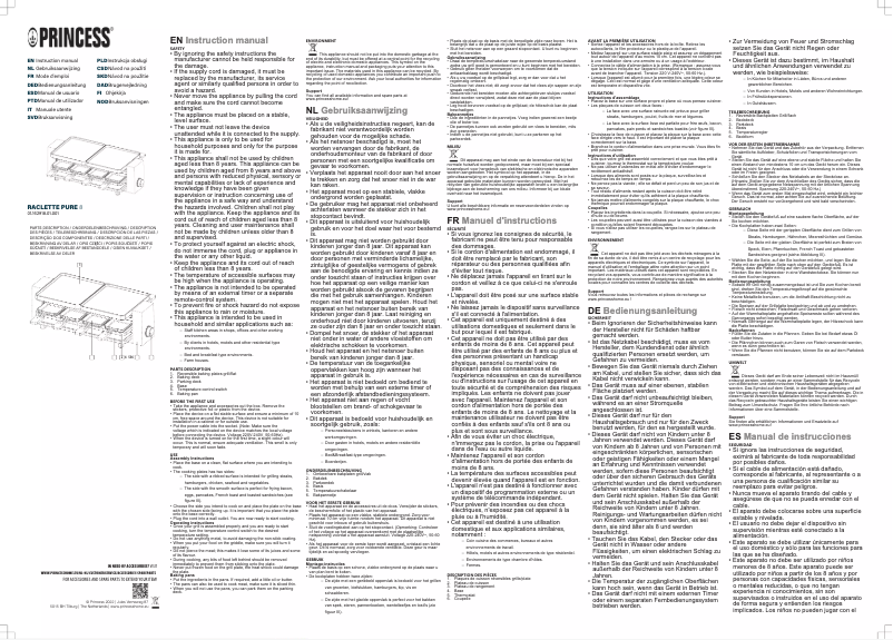 Image de la première page du manuel de l'appareil Raclette Pure 8 162918