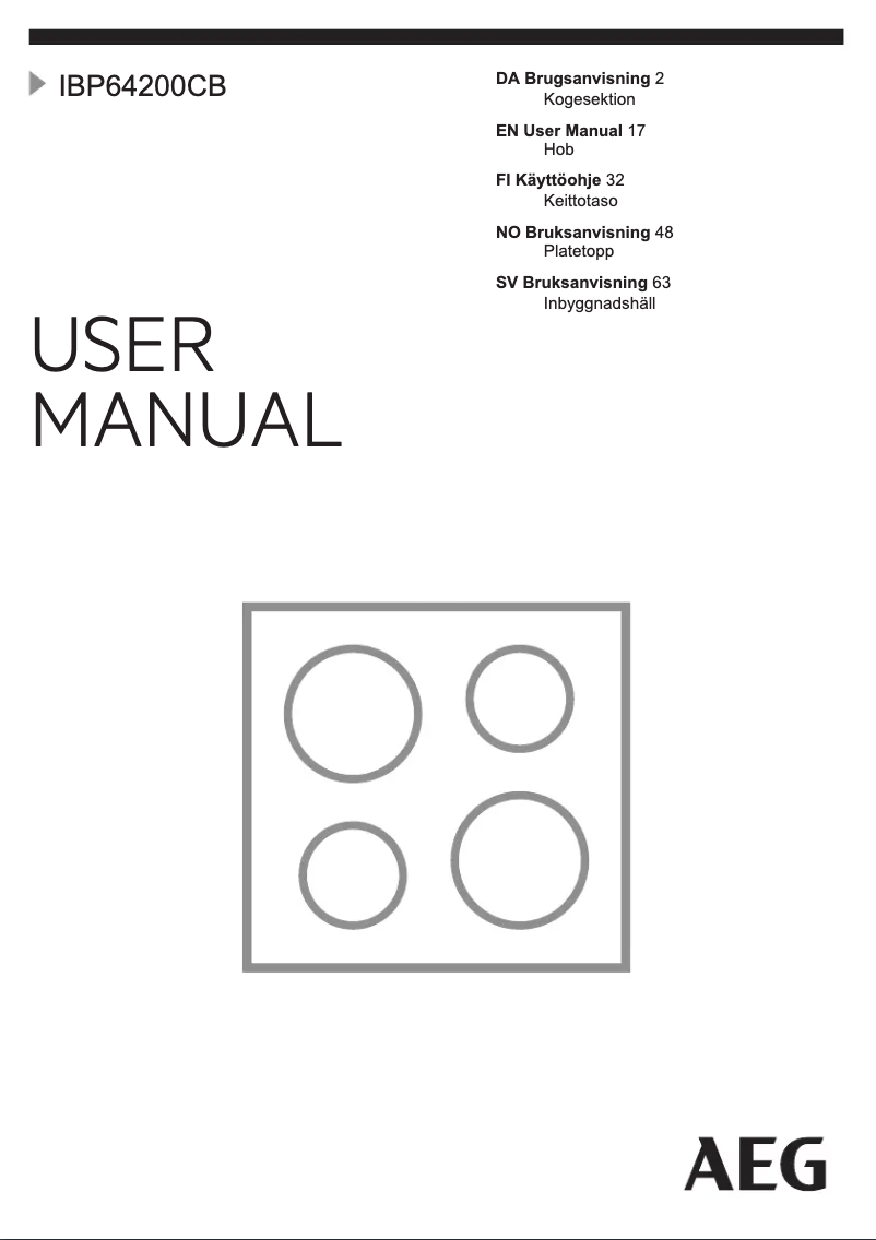 Page 1 de la notice Manuel utilisateur AEG IBP64200CB