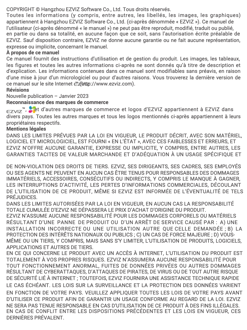 Page 1 de la notice Manuel utilisateur EZVIZ CB2