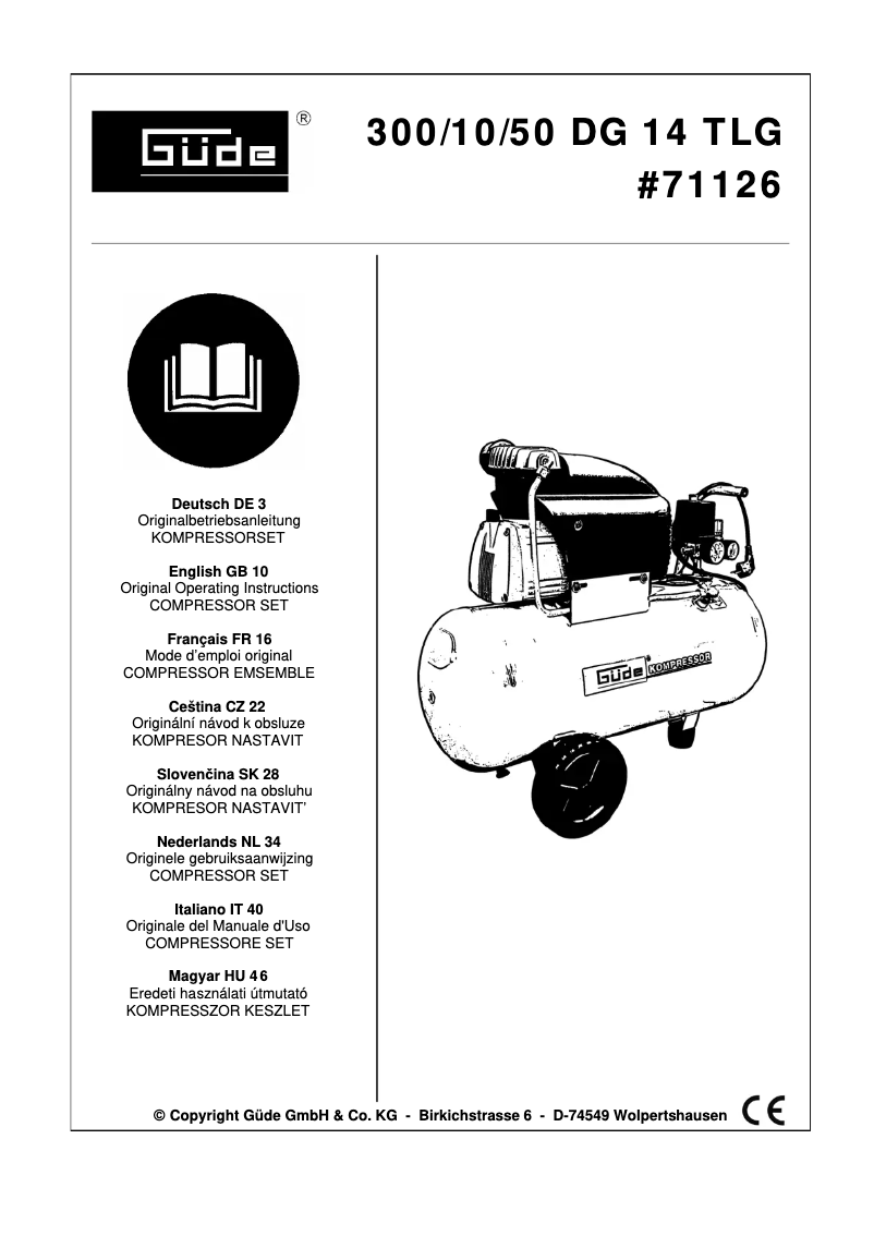 Page 1 de la notice Manuel utilisateur Güde 300/10/50 DG 14 TLG