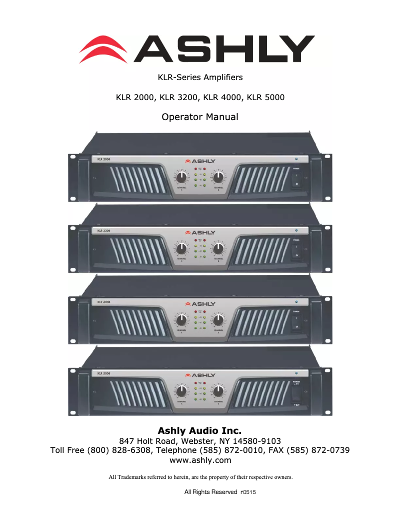 Page 1 de la notice Manuel utilisateur Ashly KLR 3200