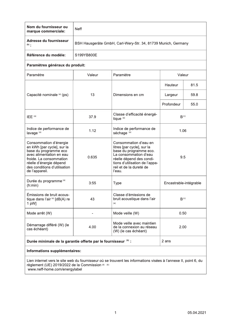 Image de la première page du manuel de l'appareil S199YB800E