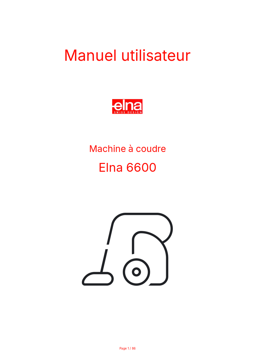 Page n°1 - Manuel utilisateur Elna 6600