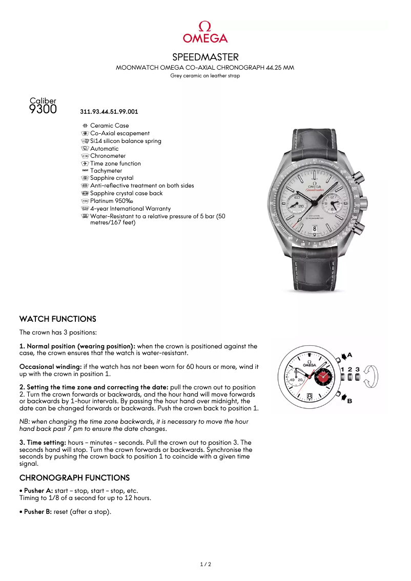 Image de la première page du manuel de l'appareil Speedmaster “Grey Side of the Moon”
