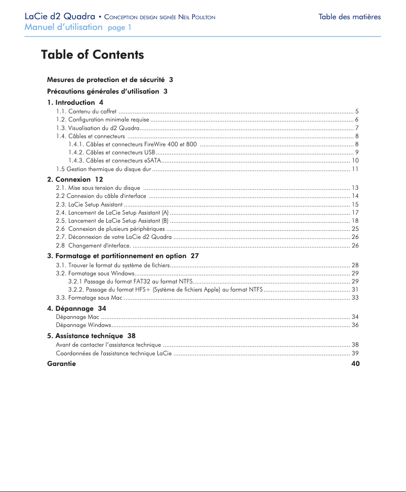 Image de la première page du manuel de l'appareil d2 Quadra 2TB