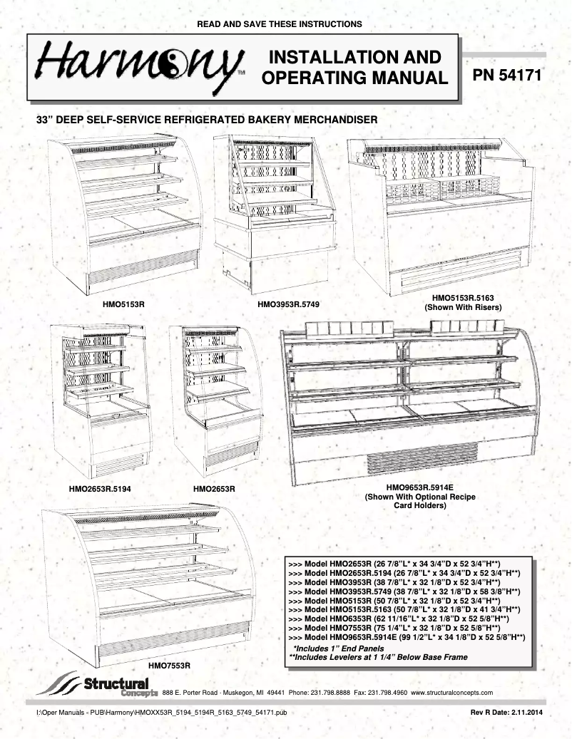 Página 1 del manual Manual de usuario Structural Concepts HMBC6-E3