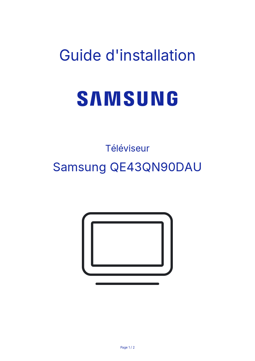Page n°1 - Guide d'installation Samsung QE43QN90DAU