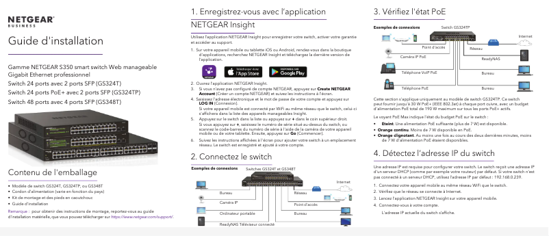 Page 1 de la notice Guide d'installation Netgear GS324TP