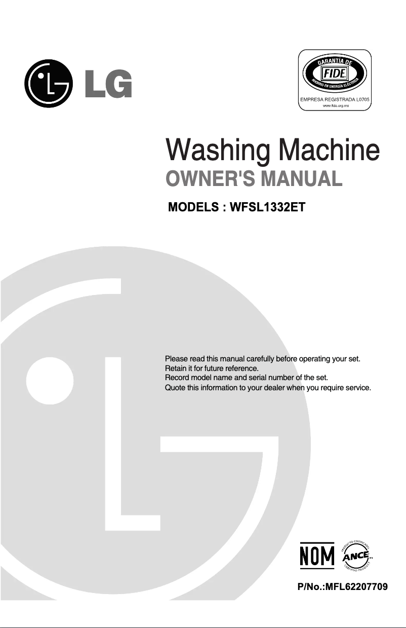 Página 1 del manual Manual de usuario LG WFSL1332ET