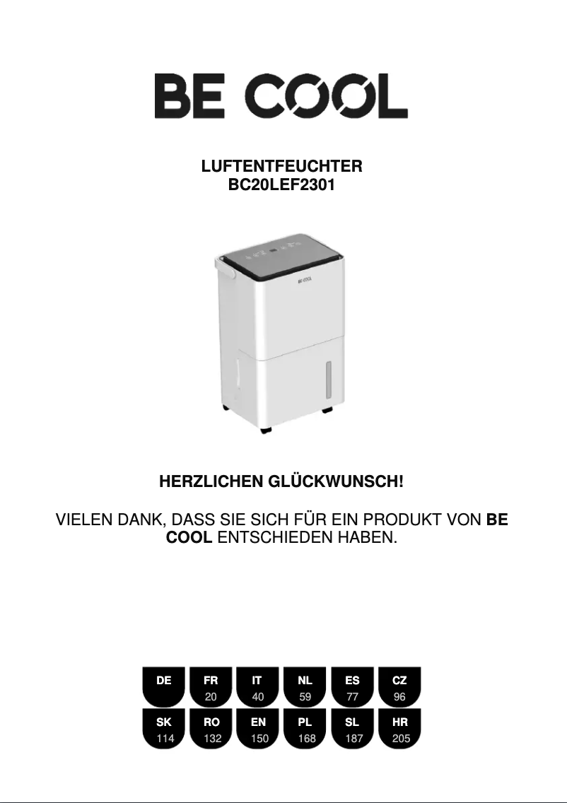 Page 1 de la notice Manuel utilisateur Be Cool BC20LEF2301