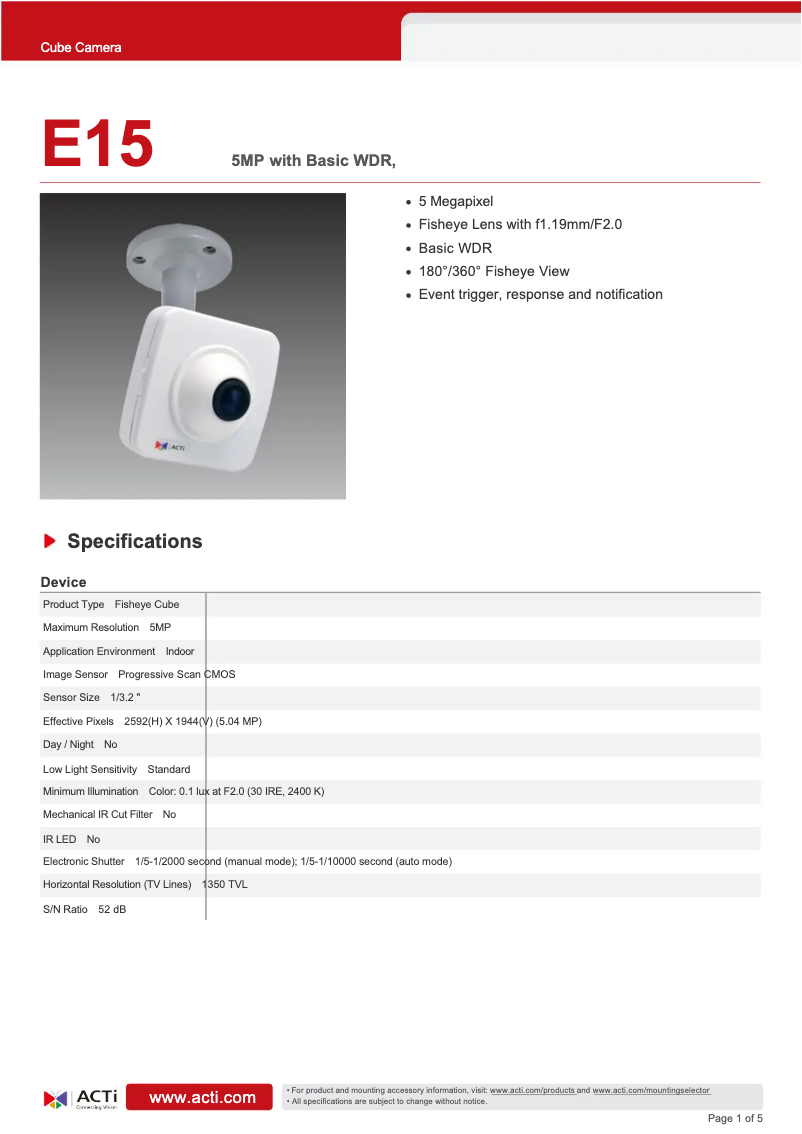 Image de la première page du manuel de l'appareil E15