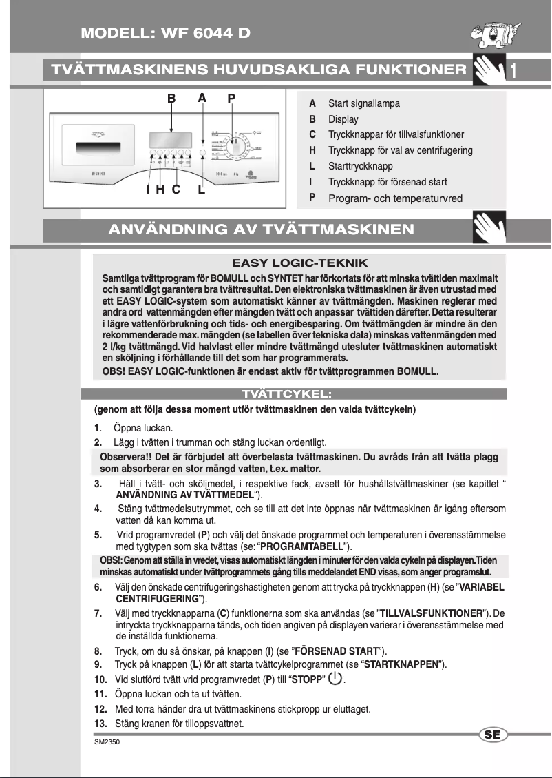 Image de la première page du manuel de l'appareil WF 6044 D