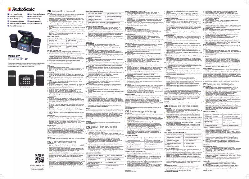 Page 1 de la notice Manuel utilisateur AudioSonic HF-1251