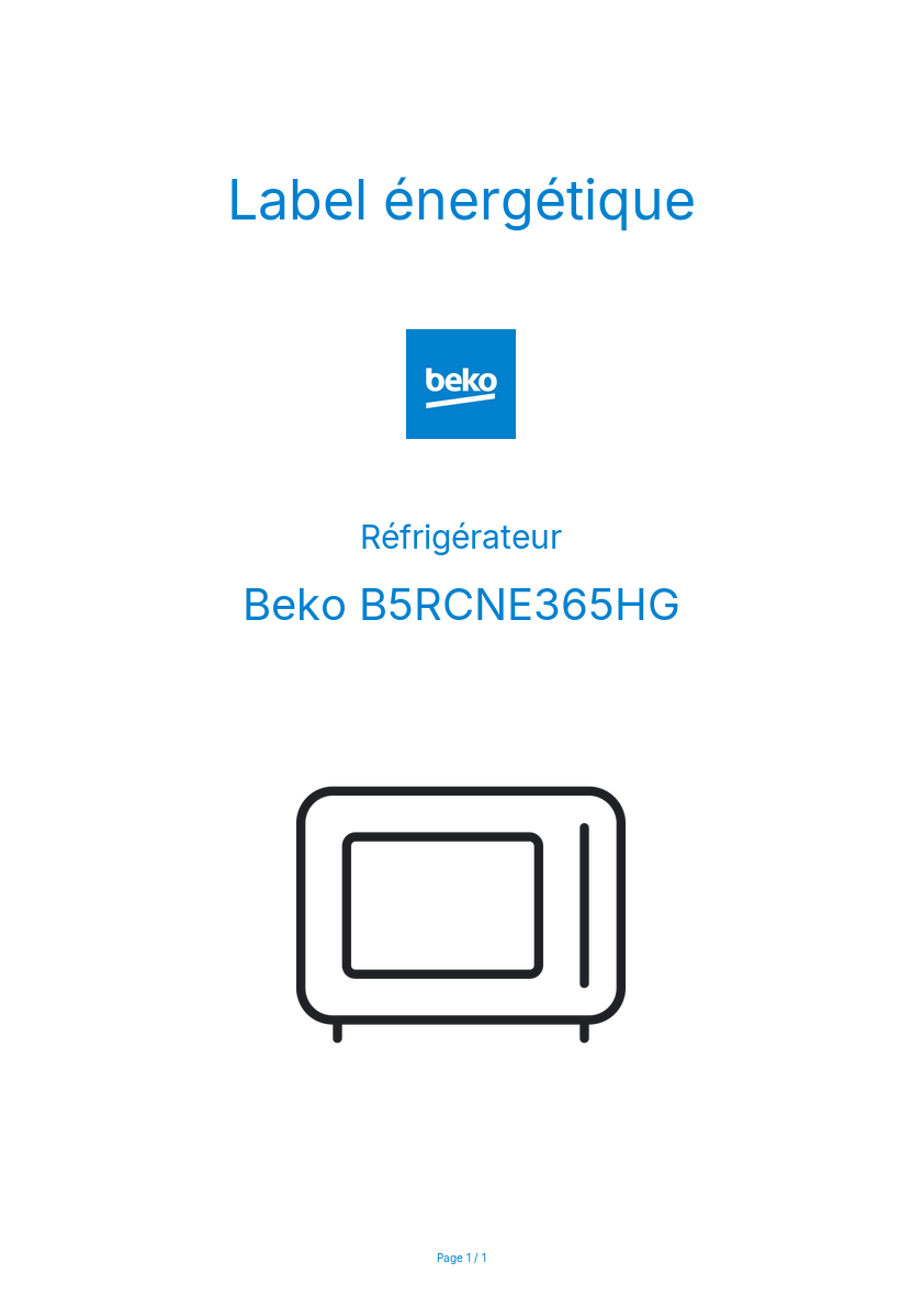 Image de la première page du manuel de l'appareil B5RCNE365HG
