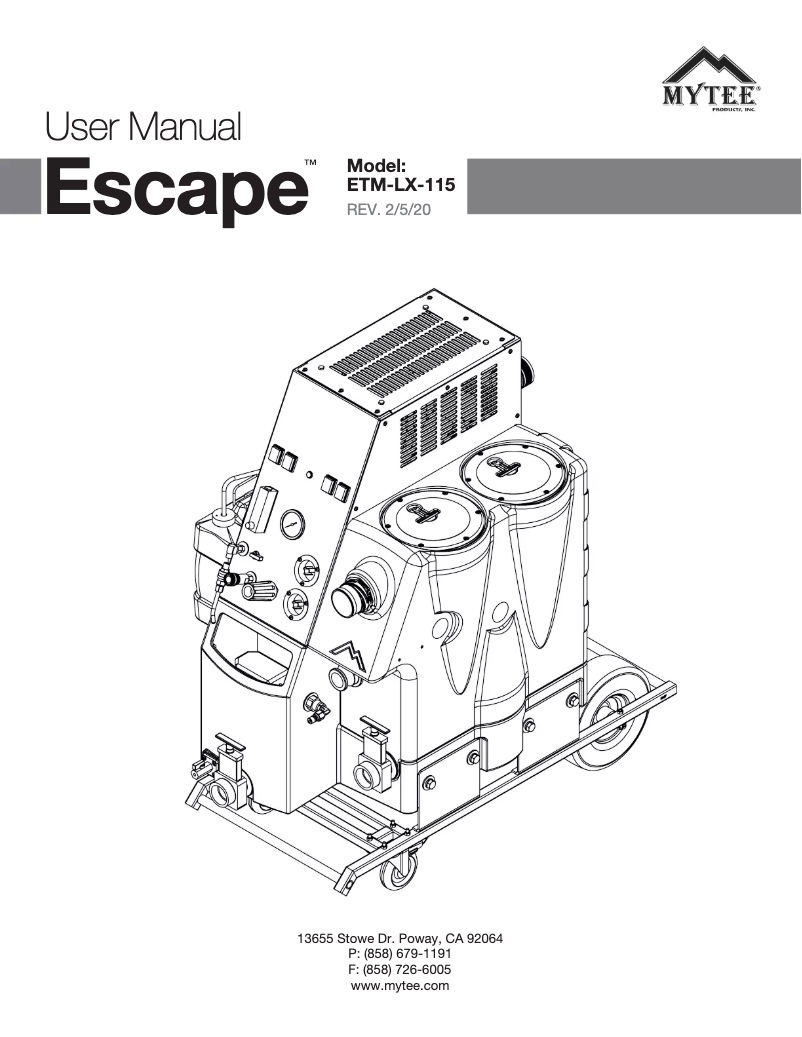 Image de la première page du manuel de l'appareil Escape ETM-LX-230