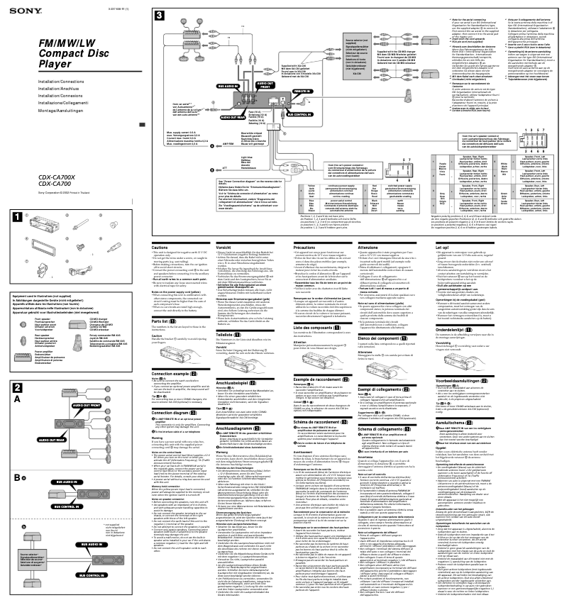 Page n°1 - Guide d'installation Sony CDX-CA700X