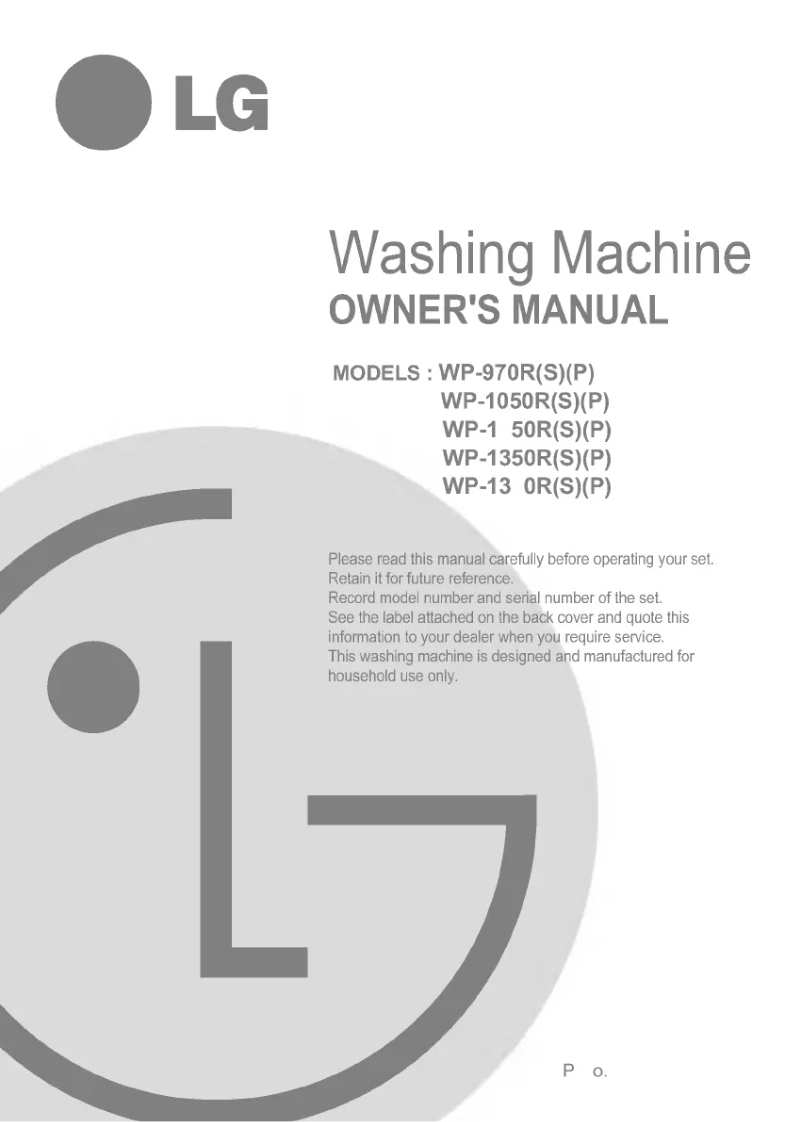 Page n°1 - Manuel utilisateur LG WP-1350RS