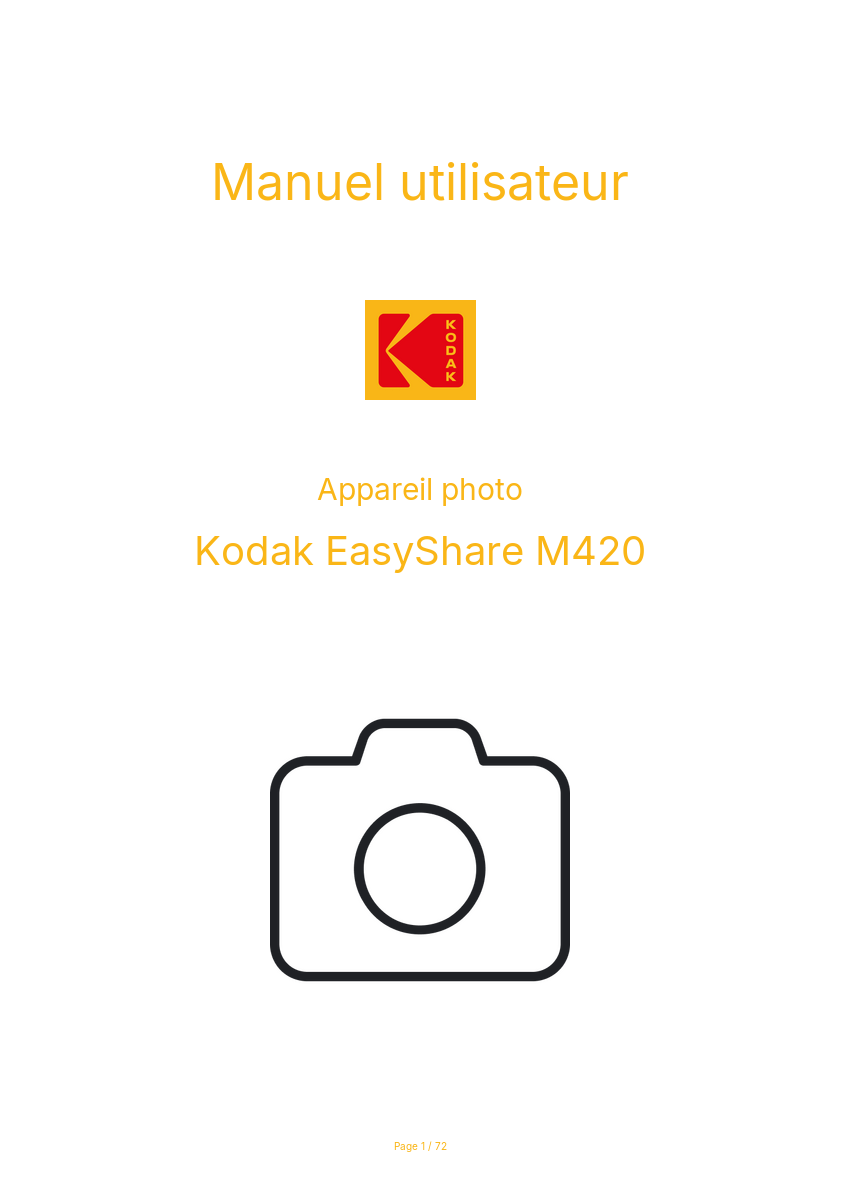 Page n°1 - Manuel utilisateur Kodak EasyShare M420