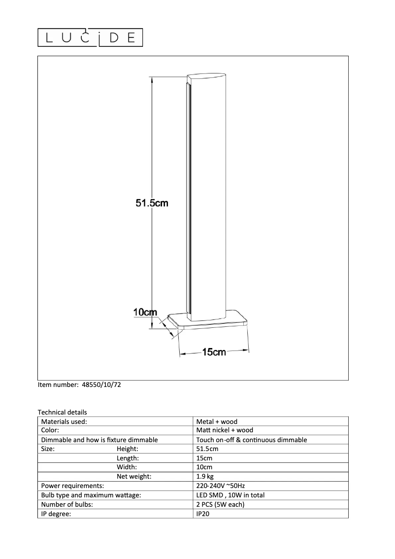 Image de la première page du manuel de l'appareil Sytze 48550/10/72