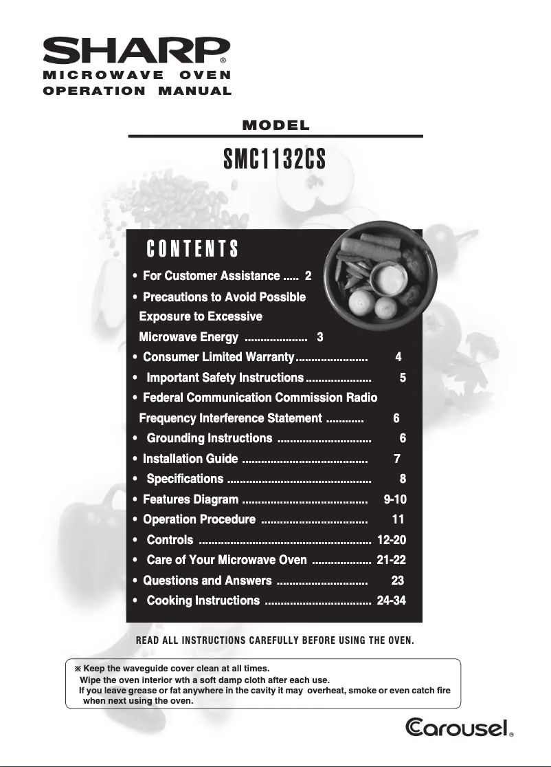 Page n°1 - Manuel utilisateur Sharp SMC1132CS