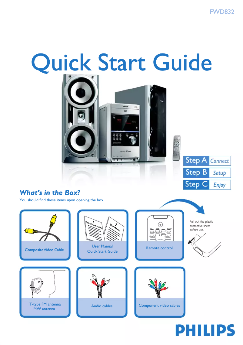 Page n°1 - Guide de démarrage rapide Philips FWD832