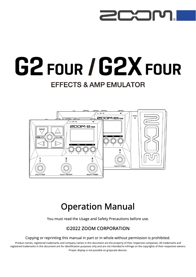 Page 1 de la notice Manuel utilisateur Zoom G2X Four