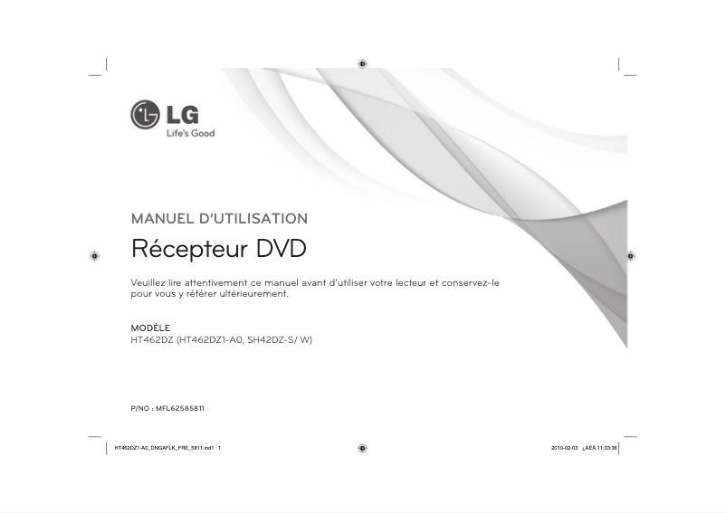 Page 1 de la notice Manuel utilisateur LG HT-462DZ