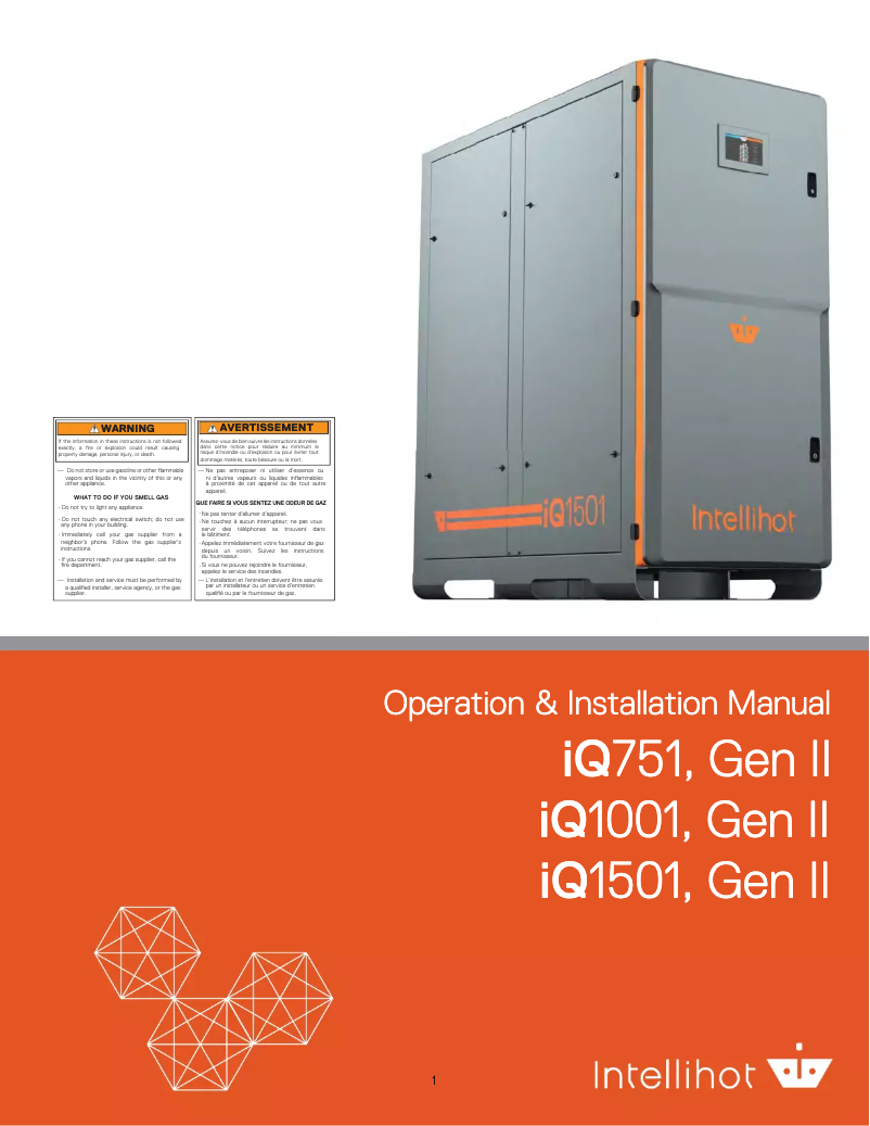 Page 1 de la notice Manuel utilisateur Intellihot iQ751 Gen II