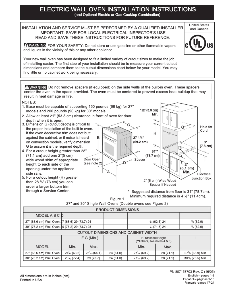 Page 1 de la notice Guide d'installation Electrolux EI27EW35PS