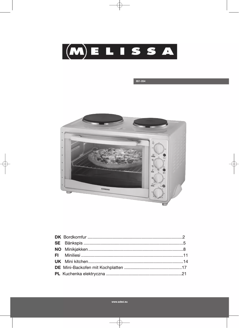Page n°1 - Manuel utilisateur Melissa 651-054