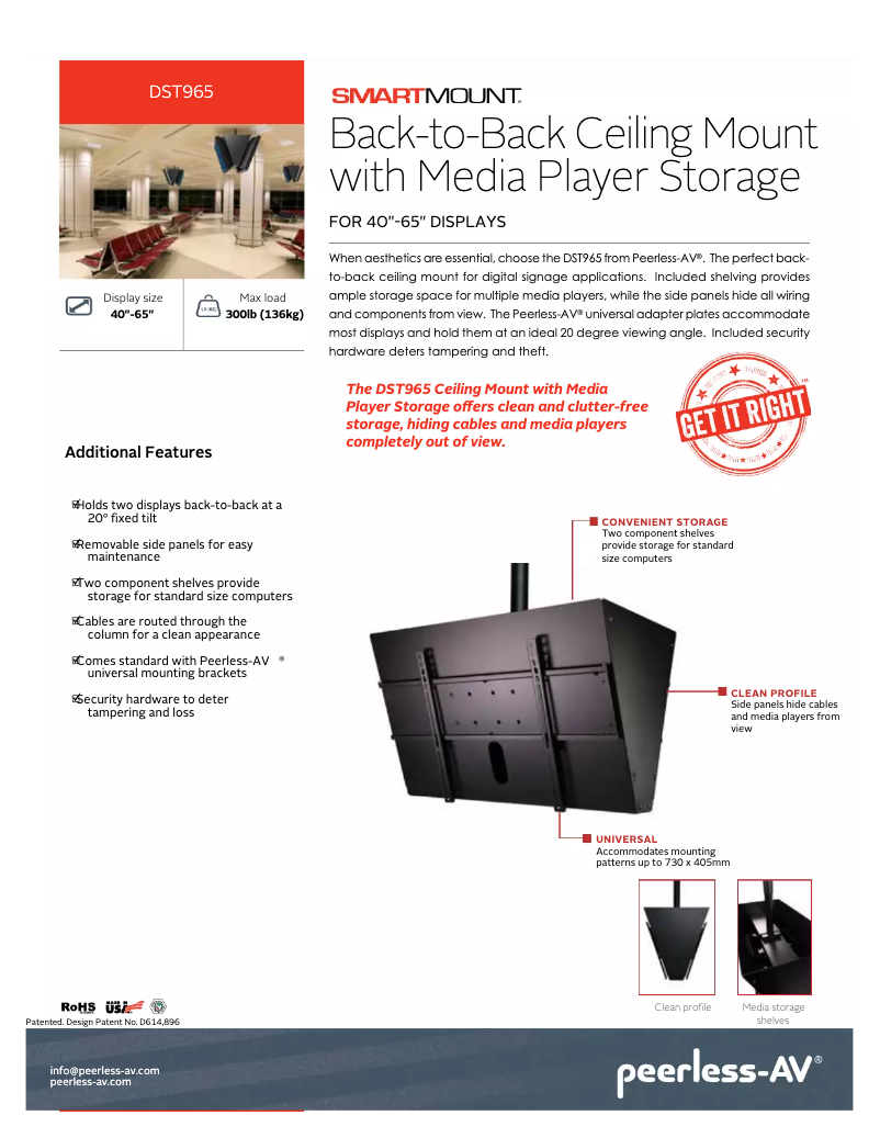 Page 1 de la notice Manuel utilisateur Peerless-AV DST965