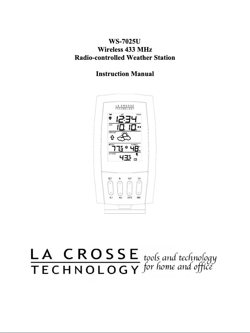 Page n°1 - Manuel utilisateur La Crosse Technology WS-7025U