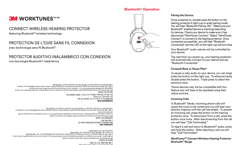 Page 1 de la notice Manuel utilisateur 3M WorkTunes