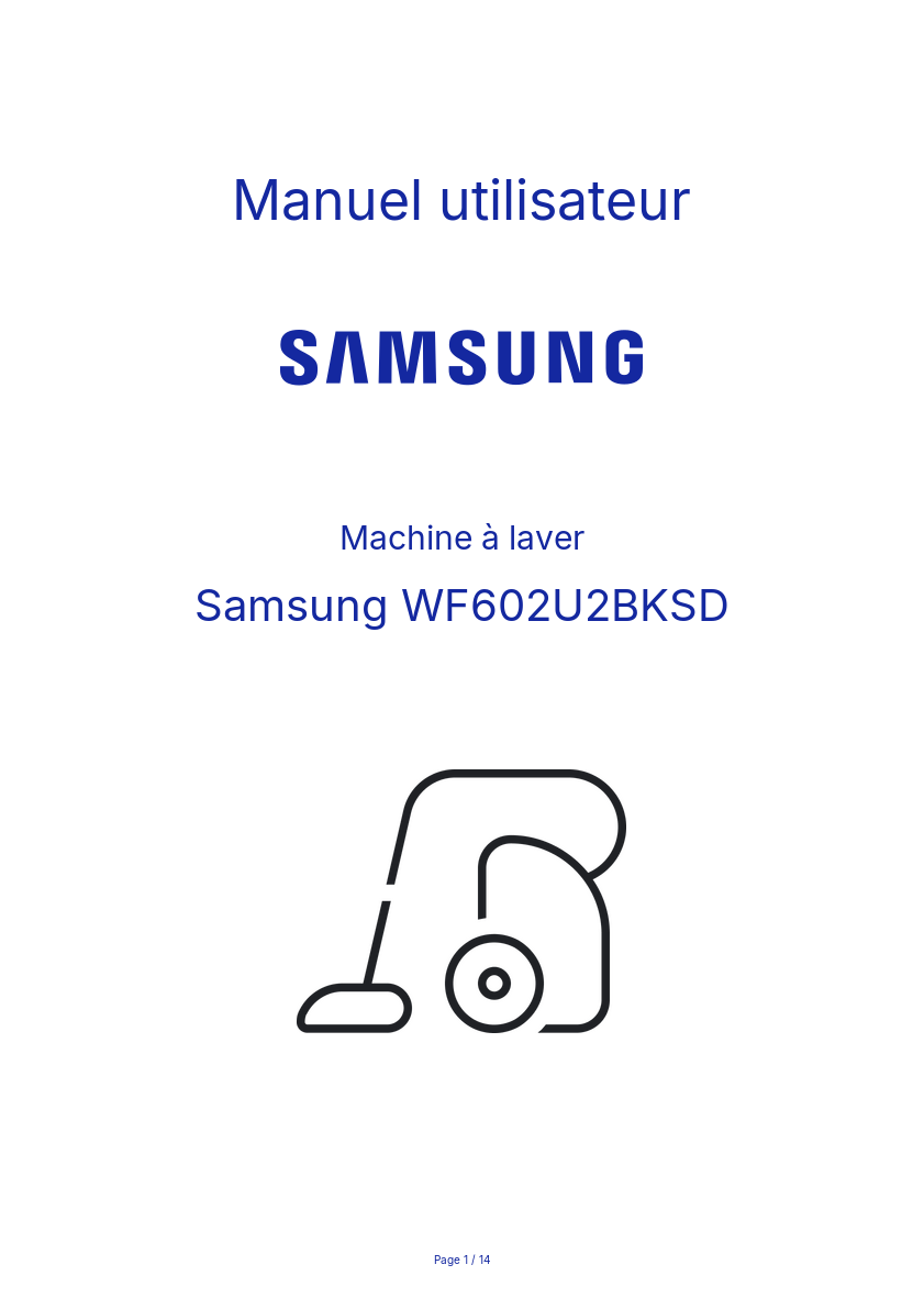 Page n°1 - Manuel utilisateur Samsung WF602U2BKSD