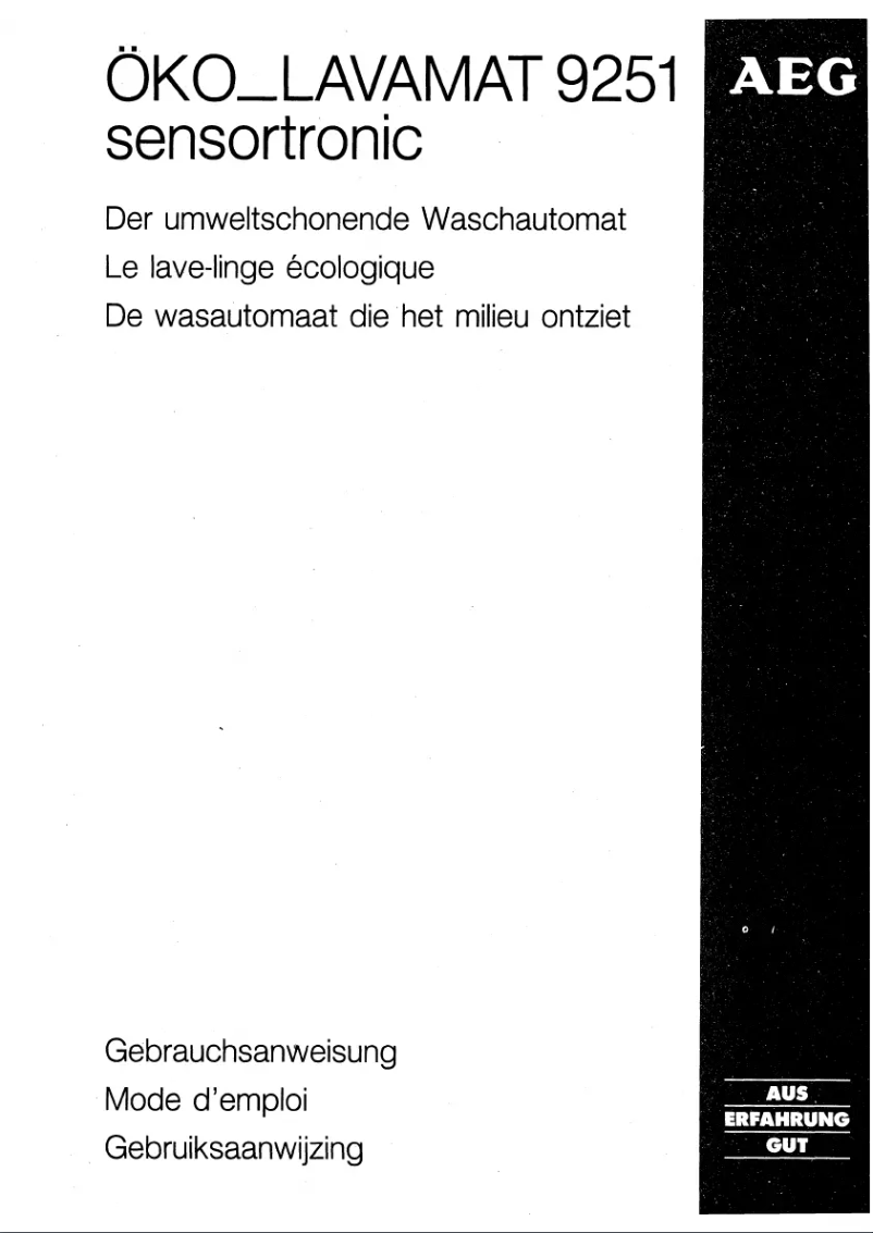 Page 1 de la notice Manuel utilisateur AEG Lavamat 9251