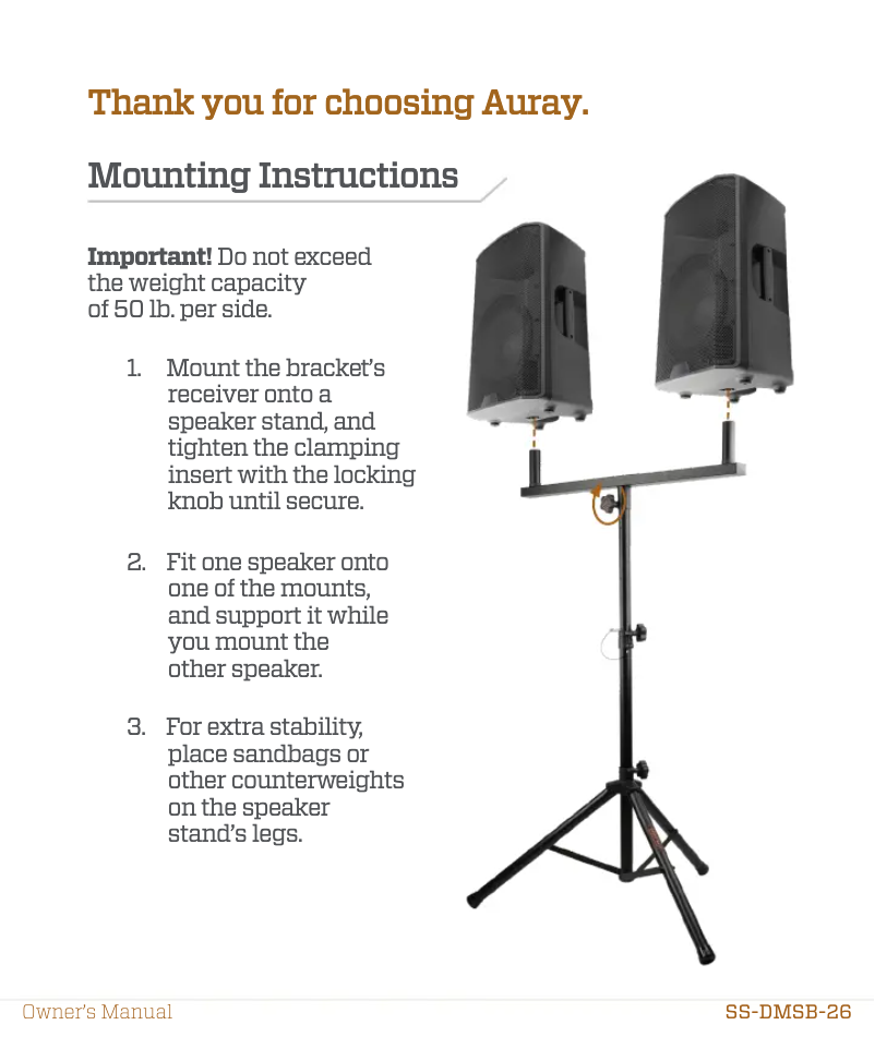 Page 1 de la notice Manuel utilisateur Auray SS-DMSB-26