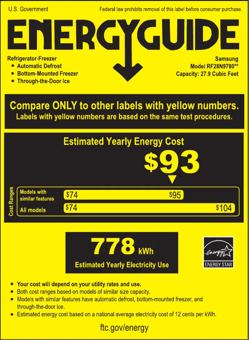 Page n°1 - Label énergétique Samsung RF28N9780SR/AA